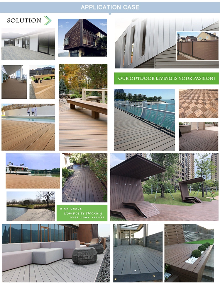 First Generation PE Round Hole 140*25mm Customized Floor Outdoor WPC Decking Deck Tiles