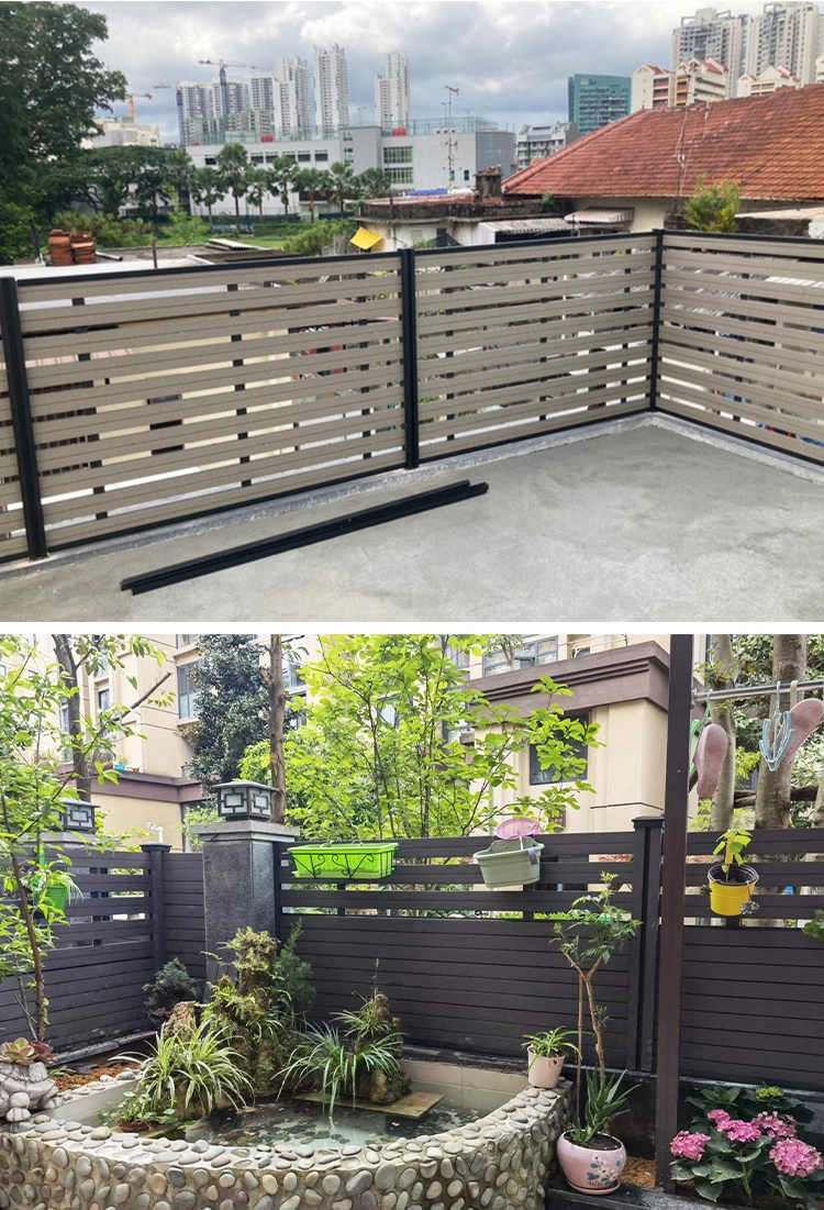 Eco Friendly Aluminum Frame Side Cover Post Wood Plastic Composite Construction Fence Board Price Fence WPC Fencing