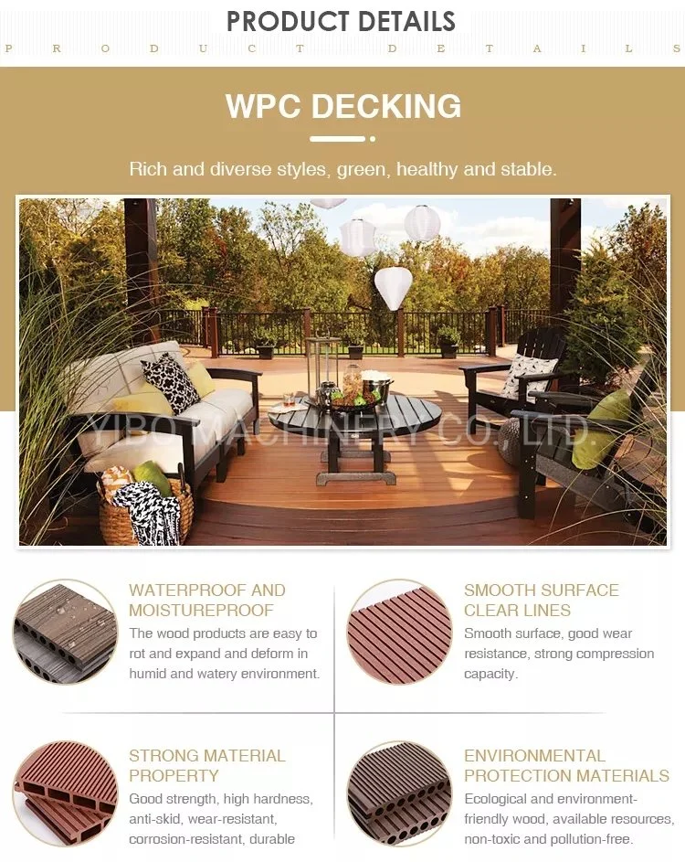 Villa, Garden, Park, Lake, Holiday Village, PE Wood Panelwpc Wall Panel Wall Pananti Slip Rectangle Hole Outdoor WPC Decking 3D Embossed Laminate Wood Flooring